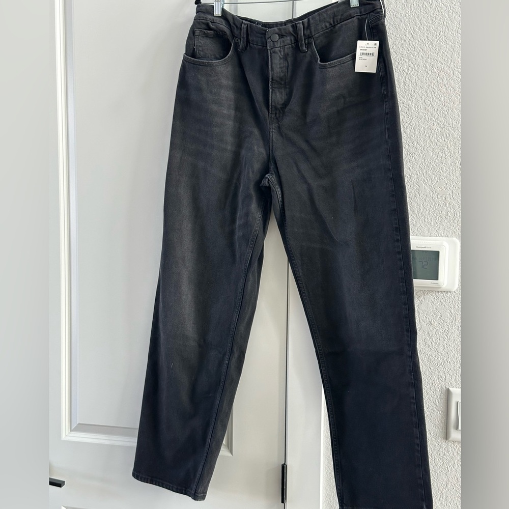 Good American NWT 90’s relaxed Black Straight-Leg Jeans.  Size 14